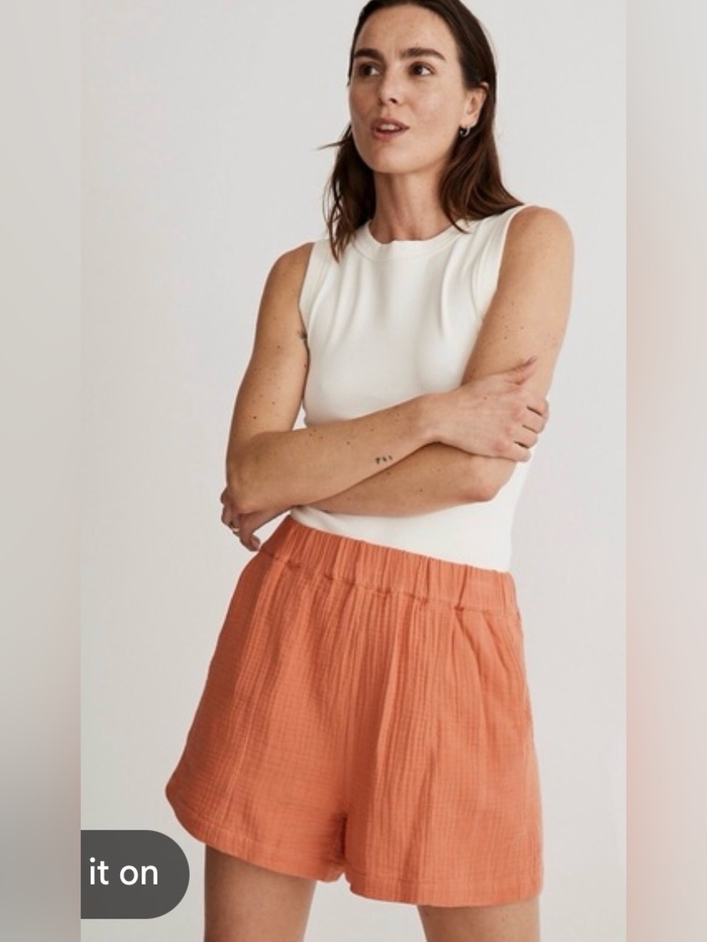 Madewell Easy Pull On Shorts in Lightspun Size XL